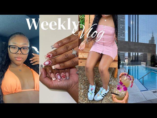 WEEKLY VLOG  Dallas rooftop pool, new hair & nails, cookout, juicing + more