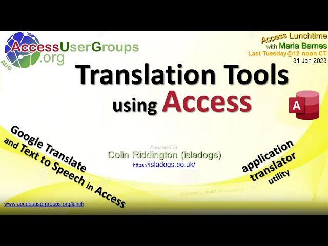 AL: Translation Tools using Access - Colin Riddington (isladogs)