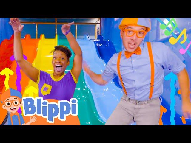 Blippi and Meekah Wiggle down the Rainbow Slide! Blippi Educational Songs for Kids