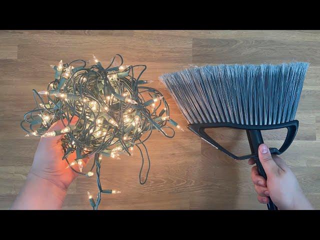 Wrap string lights around a broom for this AMAZING idea!