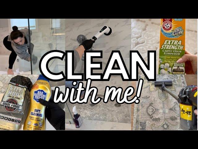 CLEAN WITH ME! Cleaning the area rugs & deep cleaning the shower