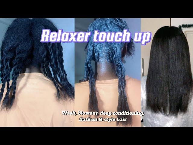 HOW I RELAX MY HAIR AT HOME| DEEP CONDITIONED, BLOWOUT, FLATIRON AND STYLE MY HAIR #hairgrowth