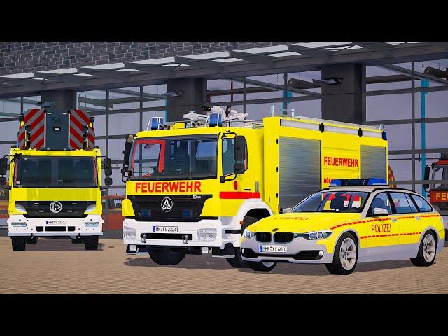 Yellow Emergency Call 112 - Lüneburg Police and Firefighter First Responding! 4K