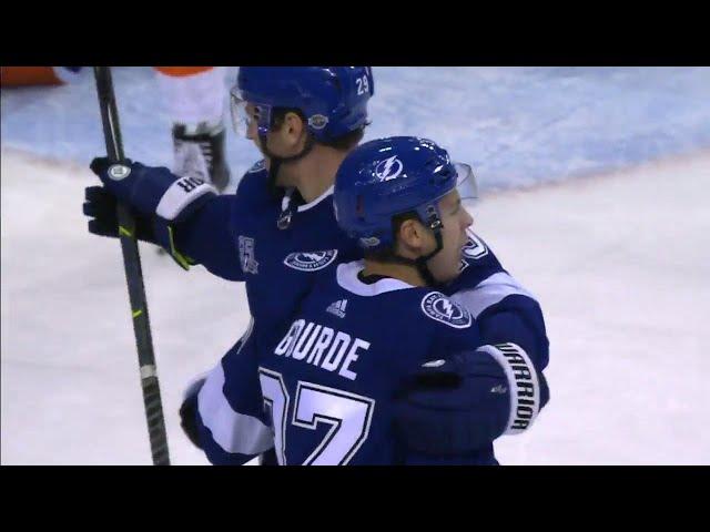 Lightning's offence explodes for three quick goals in final minutes of period