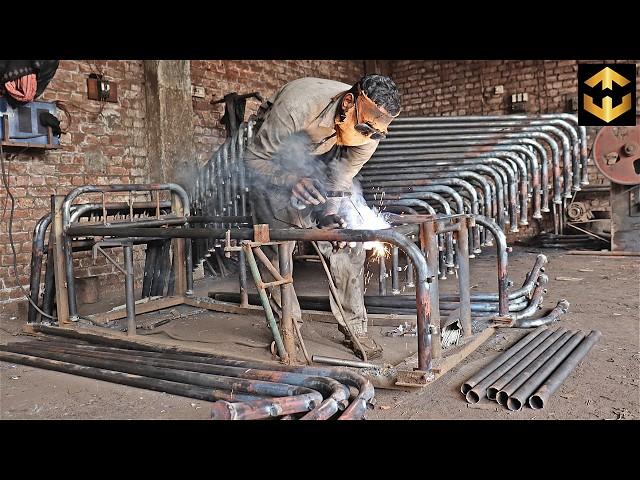 Amazing Process of Making Iron Charpai Bed In Factory with Mass Production | Traditional Fixed Bed