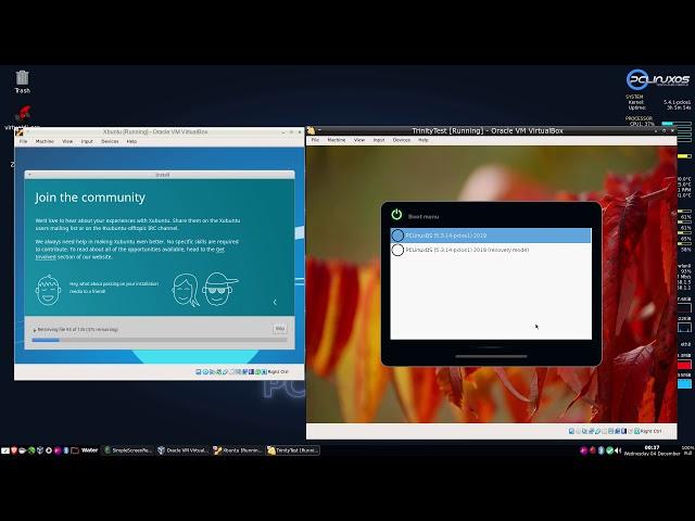 Xbuntu 19.10 VS PCLOS Trinity install side by side