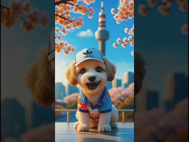 Adorable Puppy Sings a Kid’s Song in the Heart of Seoul!  #Shorts