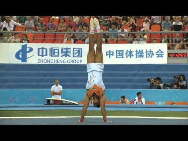 Chandan Pathak 2014 Gymnastics World's FX routine