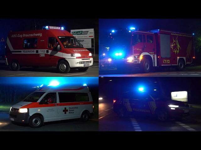 [GROßBRAND RECYCLINGBETRIEB im LK Goslar | ABC-ZUG BRAUNSCHWEIG] Einsatzfahrten Feuerwehr & DRK