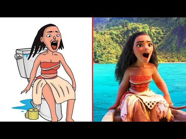 Moana Funny Drawing Meme | Try Not to Laugh 