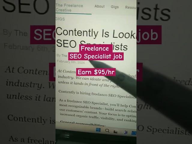 Freelance SEO Specialist Job | Earn $90/hour #ytshorts #hardwork #shortsviral #seojob #workfromhome