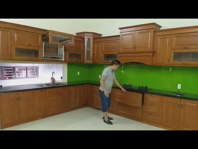 Tủ bếp gỗ sồi