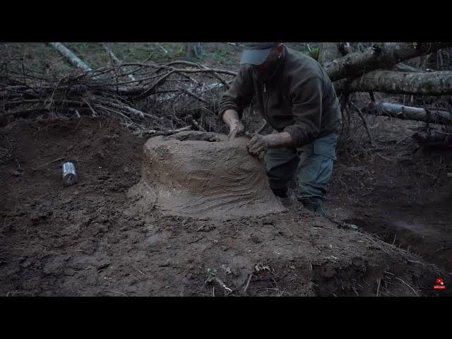 Build a primitive warm underground shelter with a fireplace and oven made of stones and clay 4 ideas