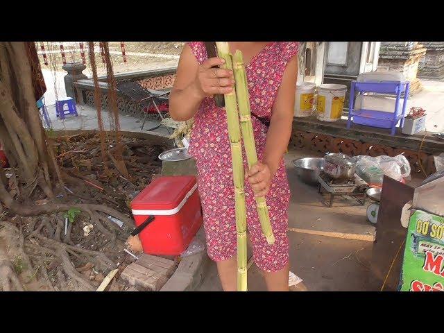 Vietnam street food – Fresh Sugarcane Juice – Juicing Sugarcane