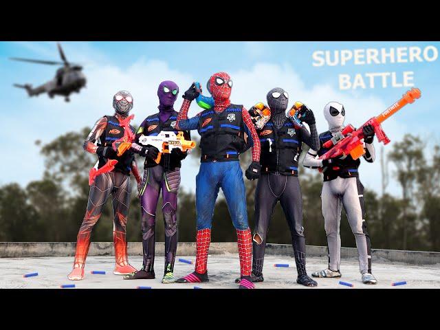 PRO 5 SUPERHERO Survival Battle || Which Spider-Man Will Win ??? ( Epic Nerf War ) by FLife TV