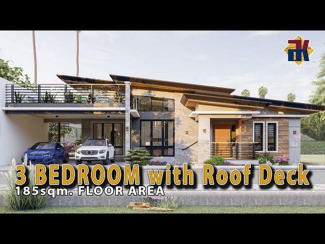 HOUSE DESIGN 3 Bedroom Bungalow with Roof Deck | 185sqm | Exterior & Interior Animation