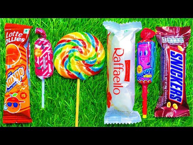 ASMR Popular gummy Candys / lots of colorful rainbow lollipop candy chocolate eat / satisfying video