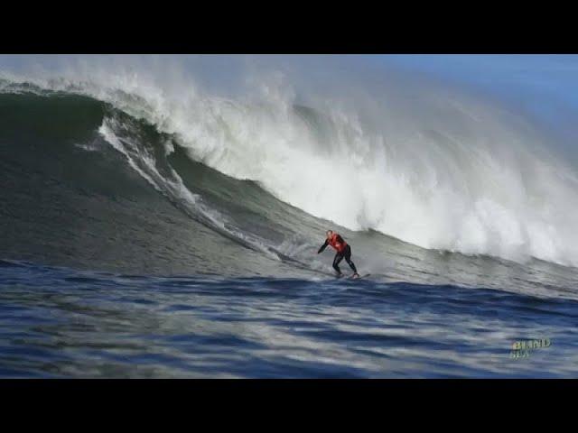 Blind surfer takes on some of the biggest waves in the world in Portugal