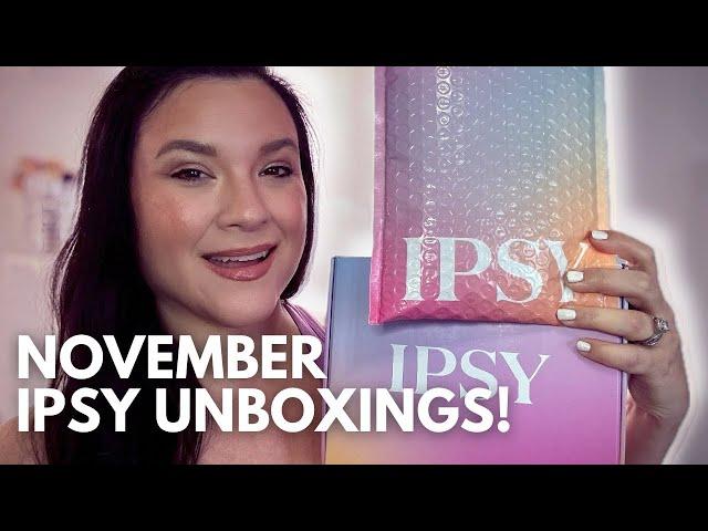 NOVEMBER 2024 IPSY UNBOXINGS! Ipsy Glam Bag & BoxyCharm Unboxing & Swatches!