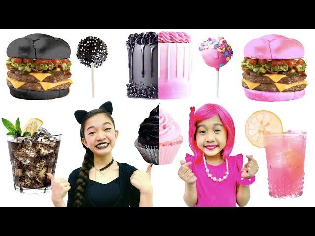 BLACK VS  PINK FOOD CHALLENGE | KAYCEE & RACHEL in WONDERLAND FAMILY