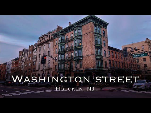 Hoboken Walking tour through the Washington street | New Jersey 4k video