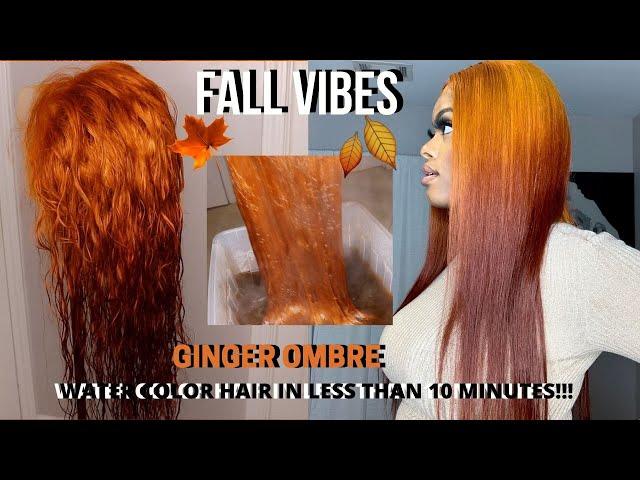 HOW TO WATERCOLOR YOUR WIG GINGER OMBRE+ INSTALL ft. CELIE HAIR