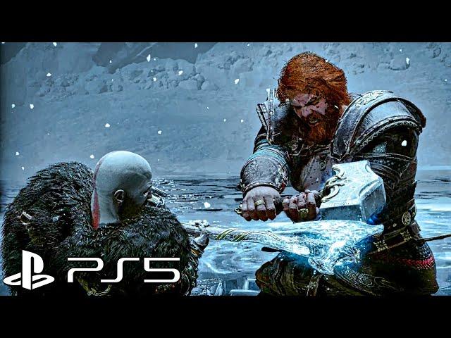 Kratos Vs Thor Boss Fight & Meeting Scene - God of War Ragnarok NG+ (PS5) 4K 60FPS