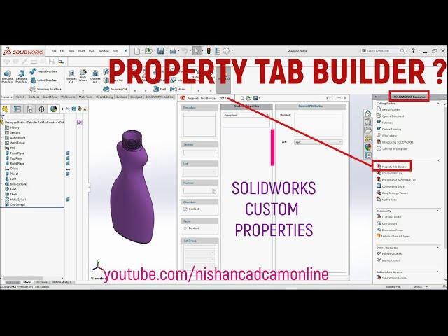 SOLIDWORKS Custom Properties - What is PROPERTY TAB BUILDER