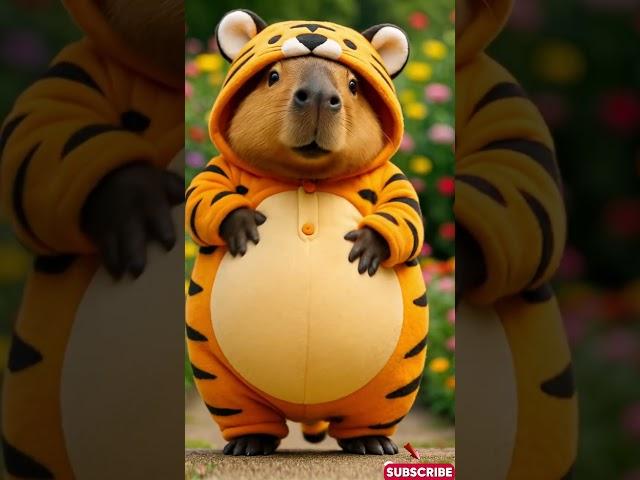 Capybara in Tiger Costume: The Cutest Jungle Adventure You’ll Ever See!  #capybara #funny #tiger