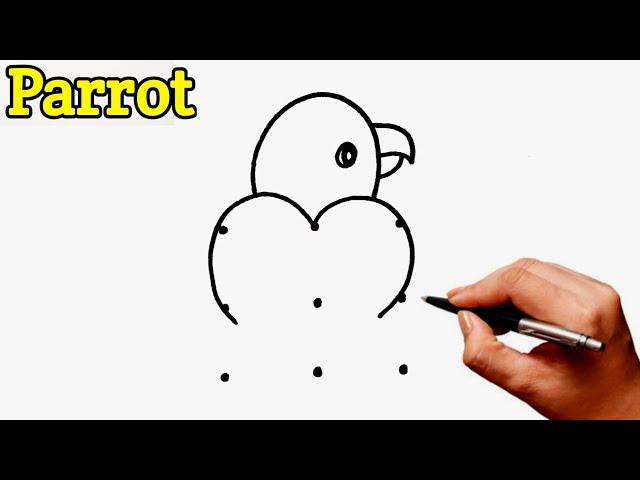 How To Draw Cute Parrot From 9 Dots l Drawing Pictures l Parrot Drawing With Dots l Dots Drawing