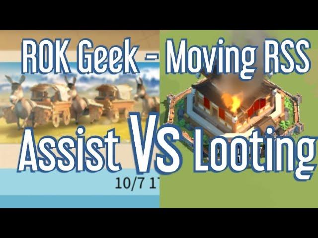 ROK Geek - Moving resources to your main - Assist Vs Looting