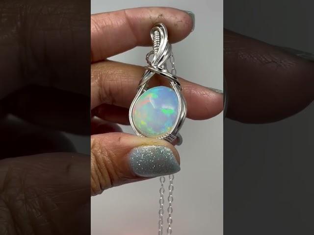 wire wrapped natural AAA Quality Ethiopian opal necklace #christmas #opal #jewellery