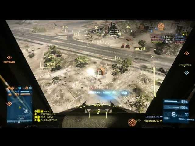 Battlefield 3: MI-28 Attack Chopper Gameplay. Funny jet debris ending [HD!]