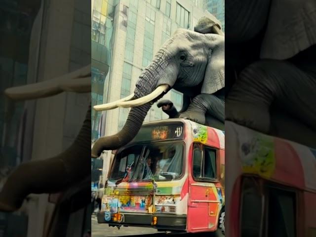 Elephant sitting on the bus | ai cartoon | Ai creation | Ai shorts | 100M views | #shorts #art