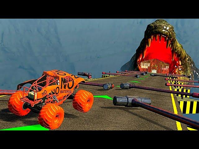 BeamNG.drive - Downhill Obstacle Course with Hungry Crocodile