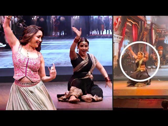 Vidya Balan Fall Down On Stage While Dance With Legend Madhuri Dixit At Bhool Bhulaiyaa 3 Movie