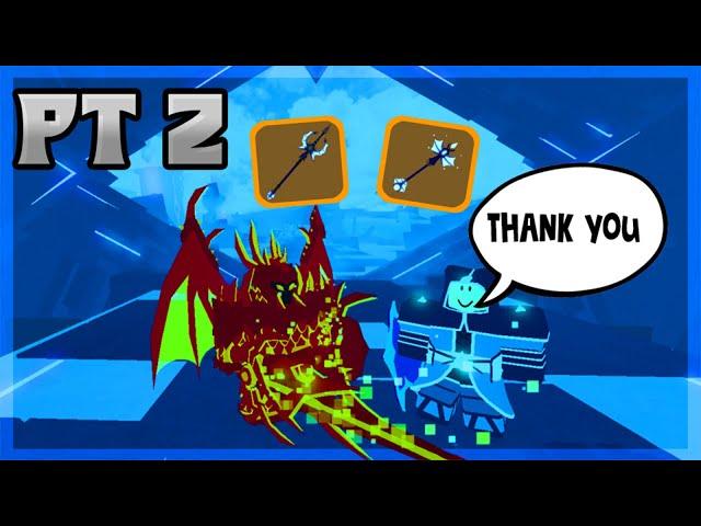 Carrying people but if they say thank you, I GIVE THEM A LEGENDARY! Part 2 | Dungeon Quest - Roblox