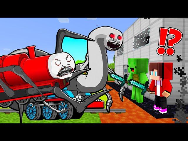 The Most Secure House vs THOMAS SPIDER TRAIN - Minecraft gameplay by Mikey and JJ (Maizen Parody)