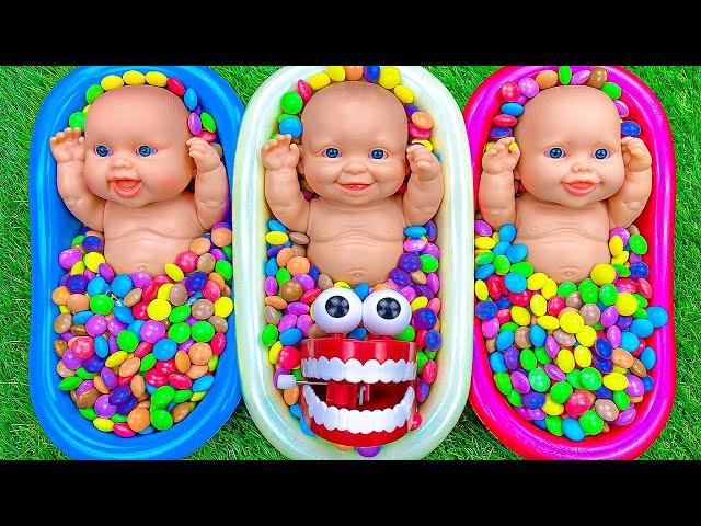 13 Minutes Satisfying Video | Mixing Funny Candy ASMR & Make Up in 3 Bathtubs with Magic M&M's Slime