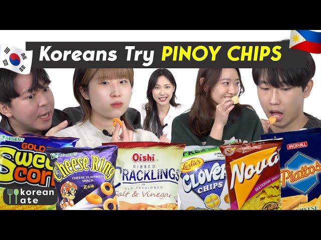 Korean College Students Try PINOY SNACKS for the First Time  | Korean Ate