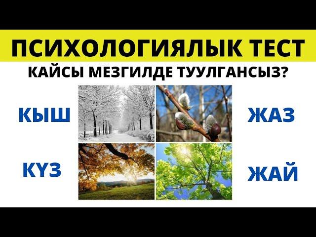 КАЙСЫ МЕЗГИЛДЕ ТУУЛГАНСЫЗ? КЫЗЫКТУУ ПСИХОЛОГИЯЛЫК ТЕСТ. ЖООБУ МЕНЕН. АБДАН КЫЗЫКТУУ