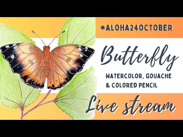 Wet-on-wet watercolor / Butterfly live paint along session / Mixed media tutorial /The Aloha Studios