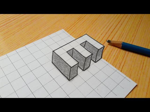 Easy 3d Drawing Letter E / How To Draw Capital Alphabet For Beginners #shorts