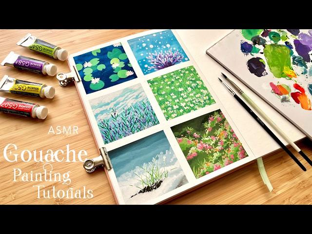 ASMR Painting / Easy Gouache Landscape Tutorials 