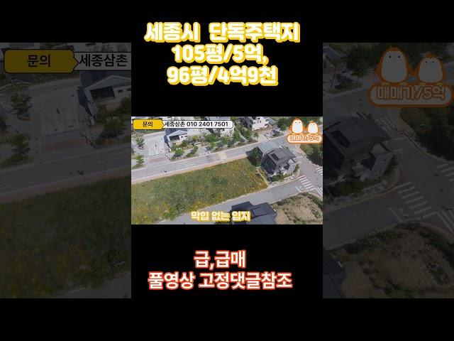 세종시 입지 좋은 단독주택지 급,급매 105평/5억, 96평/4억9천 #세종시 #부동산