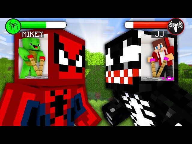 JJ vs Mikey - Spider-Man vs Venom Mecha SuperHero Battle - Maizen Minecraft Animation