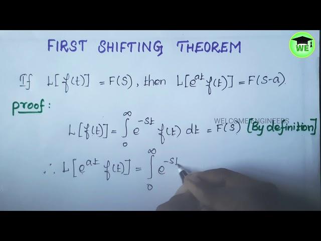 Engineering Mathematics-2 Laplace Transform - First Shifting Theorem with Proof [WELCOME ENGINEERS]