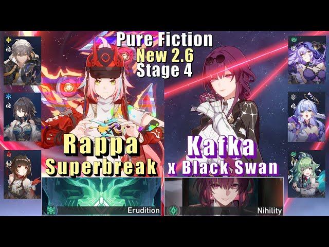 New Pure Fiction 4 | E0S0 Rappa Superbreak & E0S1 Kafka Black Swan DoT | 3 Stars | Honkai Star Rail