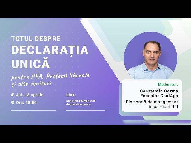 Webinar LIVE - Totul despre Declaratia Unica 2024