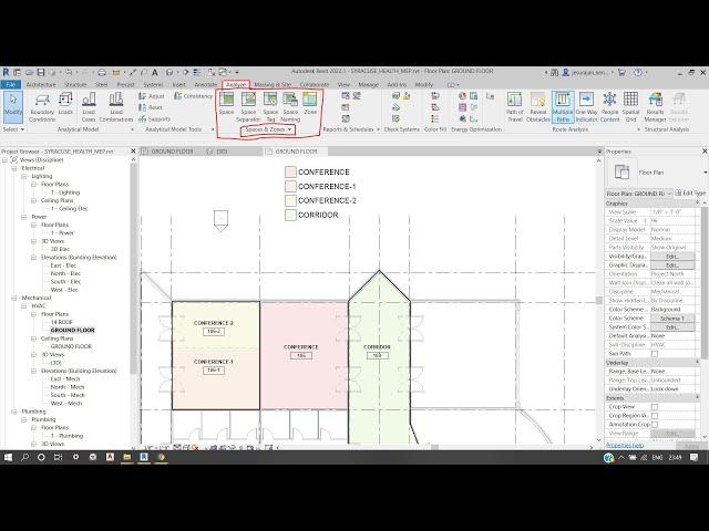 Define Spaces and Zones in Revit